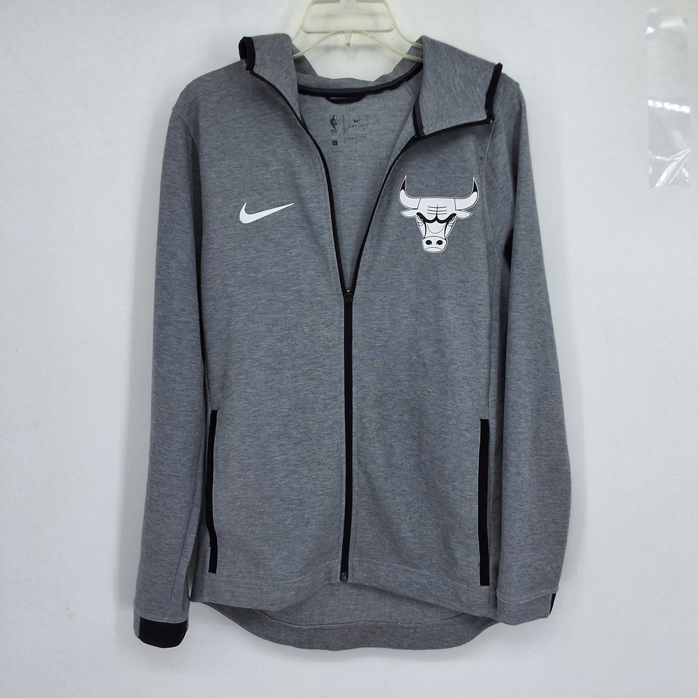 Nike Large Gray Hooded Jacket with Bull Logo